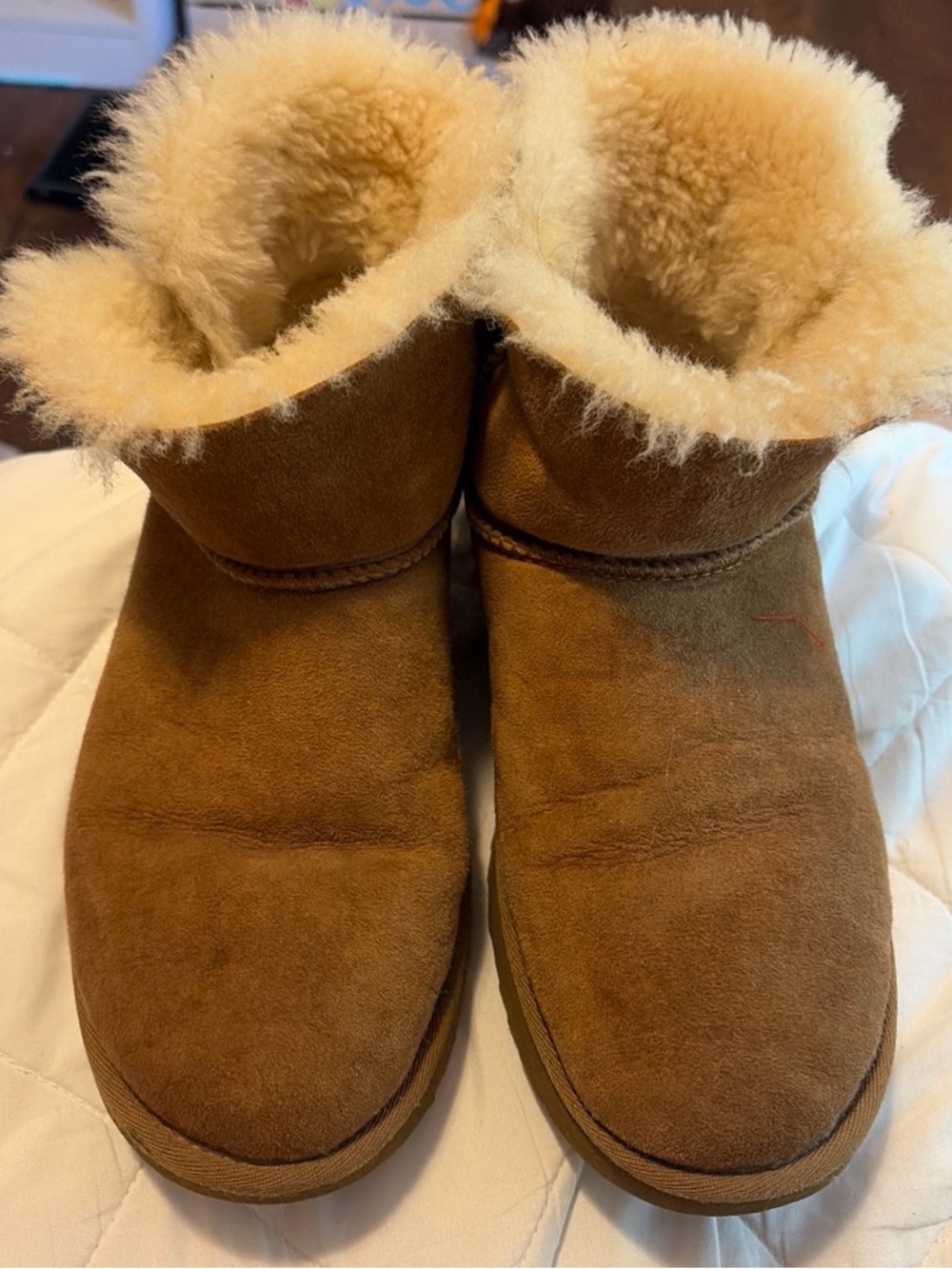 UGG button Chestnut Suede Ankle Boots
